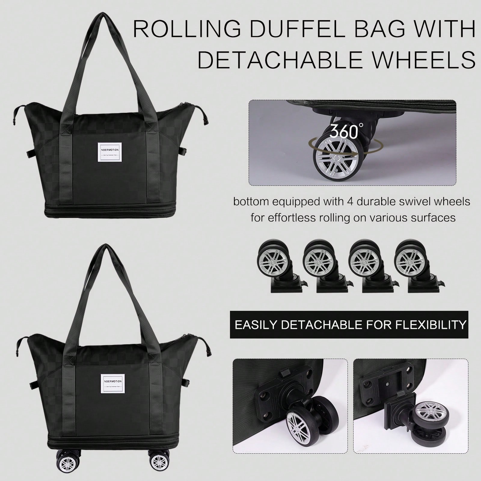 Expandable Rolling Duffle Bag  - Foldable Rolling Luggage Bag review and price