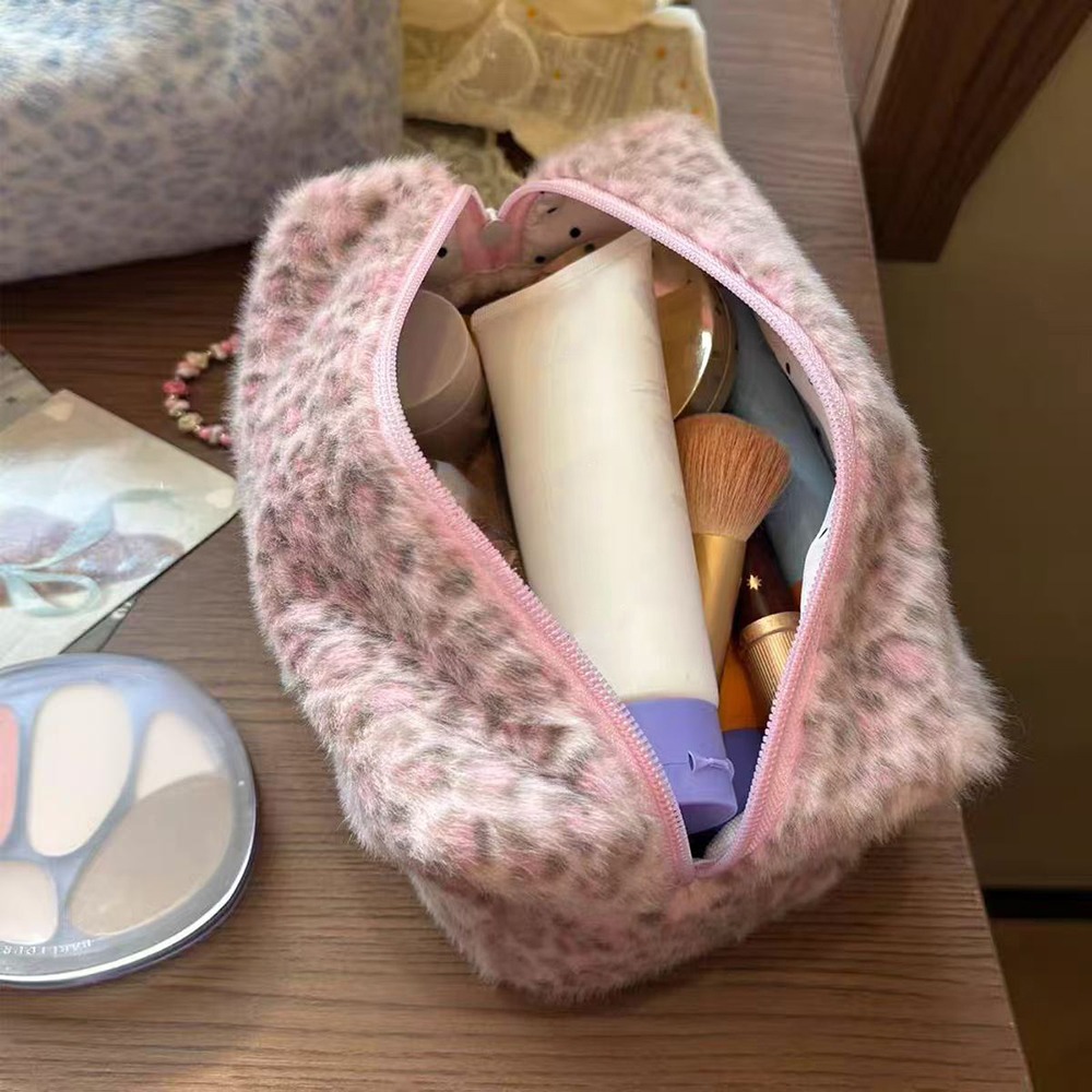 Durable Fuzzy Makeup Bag Leopa - Cosmetic Bags review and price