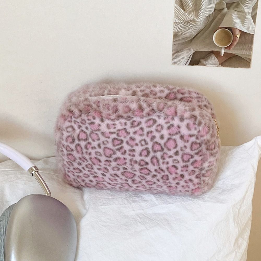 Durable Fuzzy Makeup Bag Leopa - Cosmetic Bags review and price