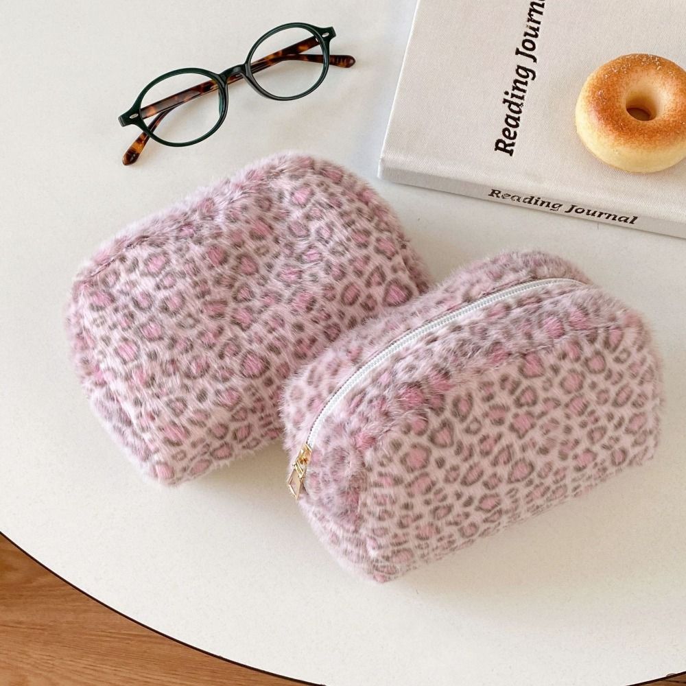 Durable Fuzzy Makeup Bag Leopa - Cosmetic Bags review and price
